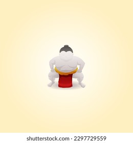 A cute sumo wrestler in a battle stance ready for the challenge. Vector illustration.