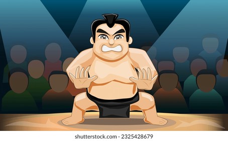 cute sumo wrestler, japan culture illustration