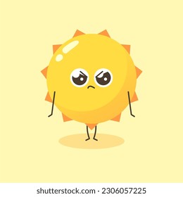 Cute sun angry simple isolated vector image