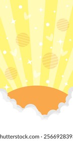 Cute sun beam with cloud and sparkling. Children's gift paper