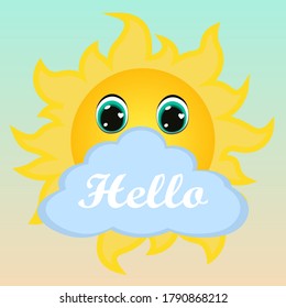 Cute sun. Can be used for kid's clothing. Use for print, surface design, fashion wear. For design of album, scrapbook, card and invitation