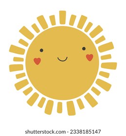 Cute sun cartoon character, Happy sun vector, Summer sunshine with eyes, Sun isolated vector, cute baby illustration