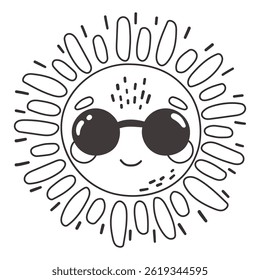 Cute sun cartoon character, Happy sun vector, Summer sunshine with eyes, Sun isolated art