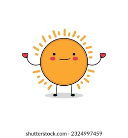 Cute sun cartoon character spreading love