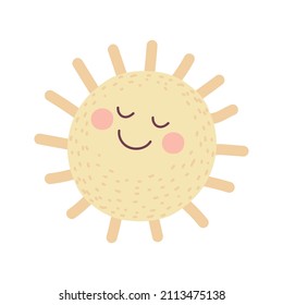 cute sun cartoon icon flat