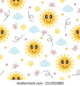 Cute sun cartoon illustration patterns