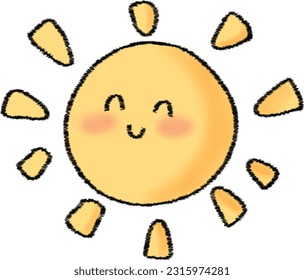 Cute sun cartoon isolated on white background.