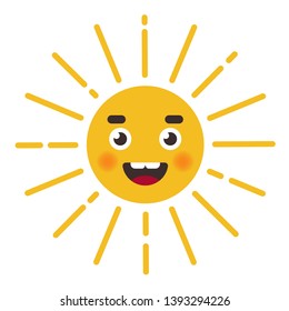 cute sun character. character's face with rays. vector illustration