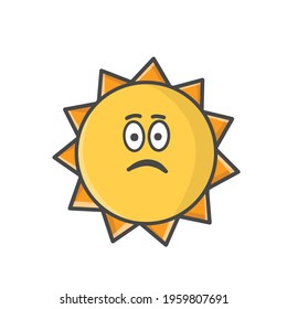 Cute Sun Character Flat Cartoon Emoticon Vector Template Design Illustration