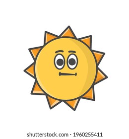 Cute Sun Character Flat Cartoon Emoticon Vector Template Design Illustration