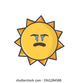 Cute Sun Character Flat Cartoon Emoticon Vector Template Design Illustration