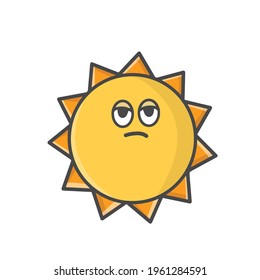 Cute Sun Character Flat Cartoon Emoticon Vector Template Design Illustration
