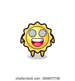 cute sun character with hypnotized eyes , cute style design for t shirt, sticker, logo element