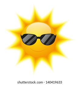 Cute Sun character with sunglasses