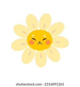 Ilustración vectorial de carácter solar. Caricatura aislada graciosa cara amarilla feliz con sonrisa y sol de corazón, emoji infantil con emoción positiva soleada y alegría de verano.