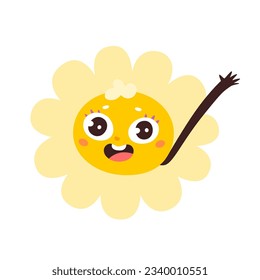 Ilustración vectorial de carácter solar. Caricatura aislada graciosa cara amarilla feliz con sonrisa y sol de corazón, emoji infantil con emoción positiva soleada y alegría de verano.