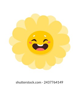 Cute sun character vector illustration. Cartoon isolated funny happy yellow face with smile and sunshine of heart, childish emoji with positive sunny emotion and summer joy.