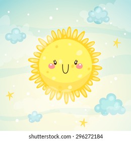 Cute Sun, children's illustration, simple stylization, vector.