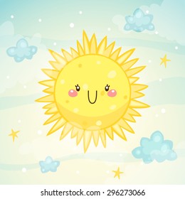 Cute Sun, children's illustration, simple stylization, vector.
