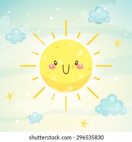 Cute Sun, children's illustration, simple stylization, vector.