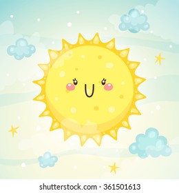 Cute Sun, children's illustration, simple stylization, vector.