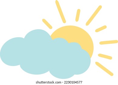 Cute sun with cloud illustration