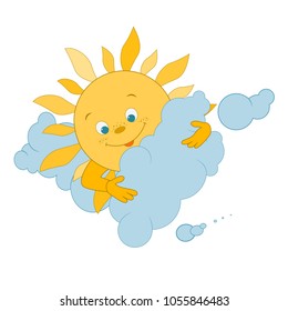 cute sun and cloud. vector illustration. Card for kids.