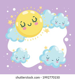 cute sun and clouds weather cartoon