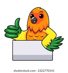 Cute sun conure parrot cartoon giving thumb up