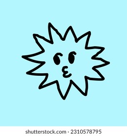 cute sun doodle vector design illustration in black color flat line style for symbol,sticker,template