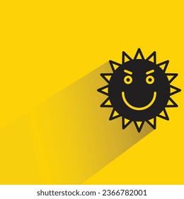 cute sun emoji with shadow on yellow background