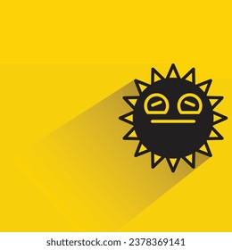 cute sun emoji with shadow on yellow background