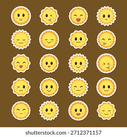 Cute Sun Emoji Sticker Collection