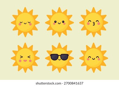 colección de Paquete linda del emoticon del sol