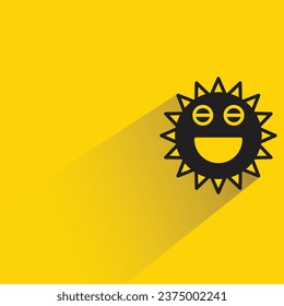 süßes Sonnengefühl mit Schatten auf gelbem Hintergrund