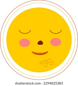 Cute sun flat vector illustration. Yellow childish sunny emoticon collection. Smiling sun with sunbeams cartoon character isolated on white background. Tshirt print design element.