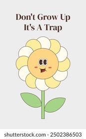 Cute Sun Flowers Grow Up Vector