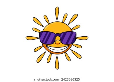 Cute Sun Funny Flat Sticker Design