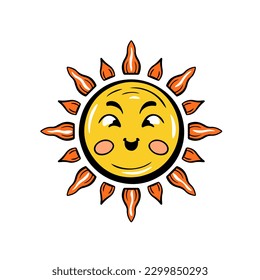 Cute Sun Icon Flat Design Vector Illustration