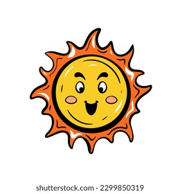 Cute Sun Icon Flat Design Vector Illustration