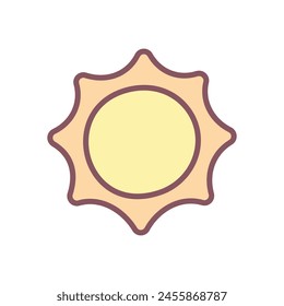 Cute sun icon. Hand drawn illustration of shining sun isolated on a white background. Vector 10 EPS.