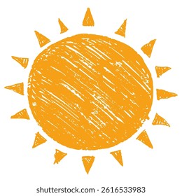 Leuke zon icoon in hand getekende stijl, geïsoleerd op een witte achtergrond. Leuk natuur zomer element. Zon, warmte-icoon met stralen