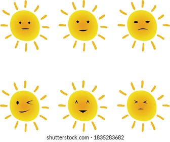 Cute sun icon Illustration Set EPS10