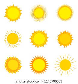 Cute sun icon logo design. Shiny bright day solar template. Nature concept vector illustration