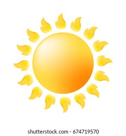 Cute Sun Icon on White Background . Isolated Vector Illustration 