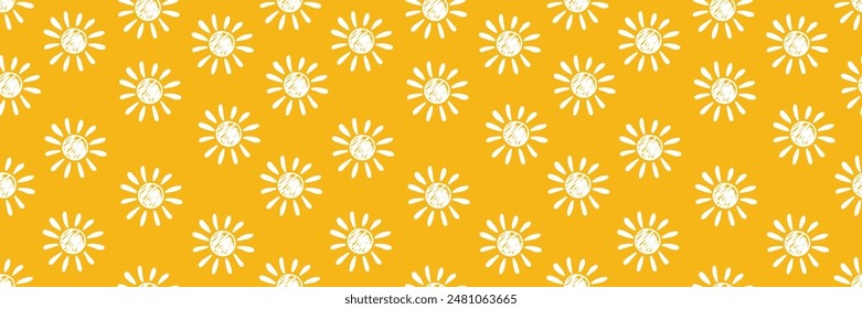 Cute sun icon seamless pattern. Summer banner. Vector illustration