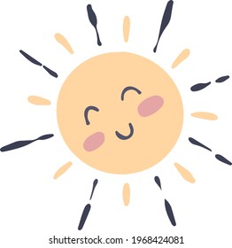 Cute Sun Illustration, Sun character smiling