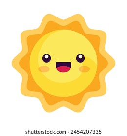 cute sun illustration on white background.