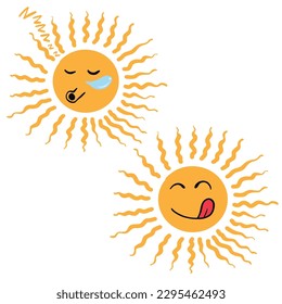 Cute Sun illustration sets ,good for graphic design resources, posters, prints, stickers, pamflets, banners, decoration, and more