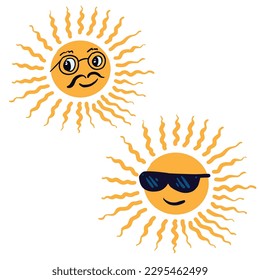 Cute Sun illustration sets ,good for graphic design resources, posters, prints, stickers, pamflets, banners, decoration, and more
